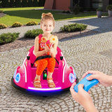 12V Pink Bumper Car with Remote Control, LED Lights, and Music for Kids