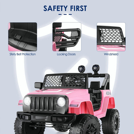 12V Pink Electric Ride-On Car for Kids with Remote Control - Battery Powered Toy Vehicle