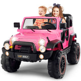 12V Pink Kids Ride on Truck with MP3, LED Light, RC, and Cover - Black