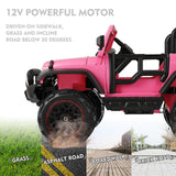 12V Pink Kids Ride on Truck with MP3, LED Light, RC, and Cover - Black