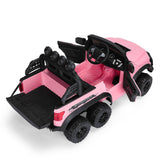 12V Pink Kids Ride On Truck with RC, LED, MP3, and 6 Wheels