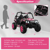 12V Pink Off-Road Truck for Kids with Realistic Horns and Engine Sounds