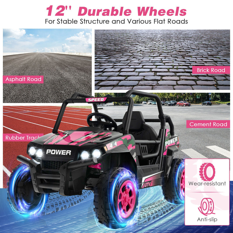 12V Pink Off-Road Truck for Kids with Realistic Horns and Engine Sounds