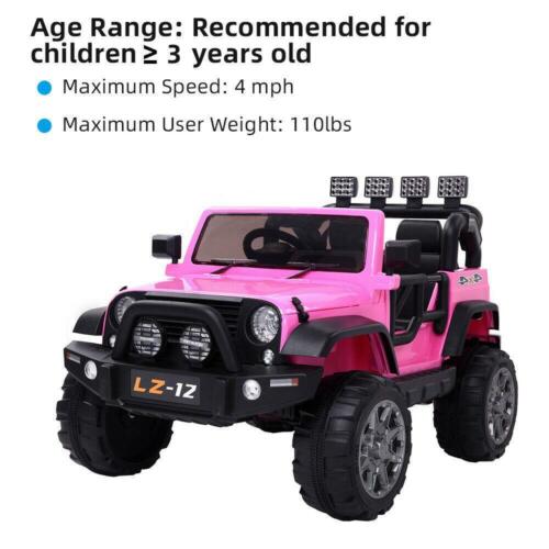 12V Pink Ride On Car for Kids with Music, Remote Control, and Wheels - Perfect Xmas Gift