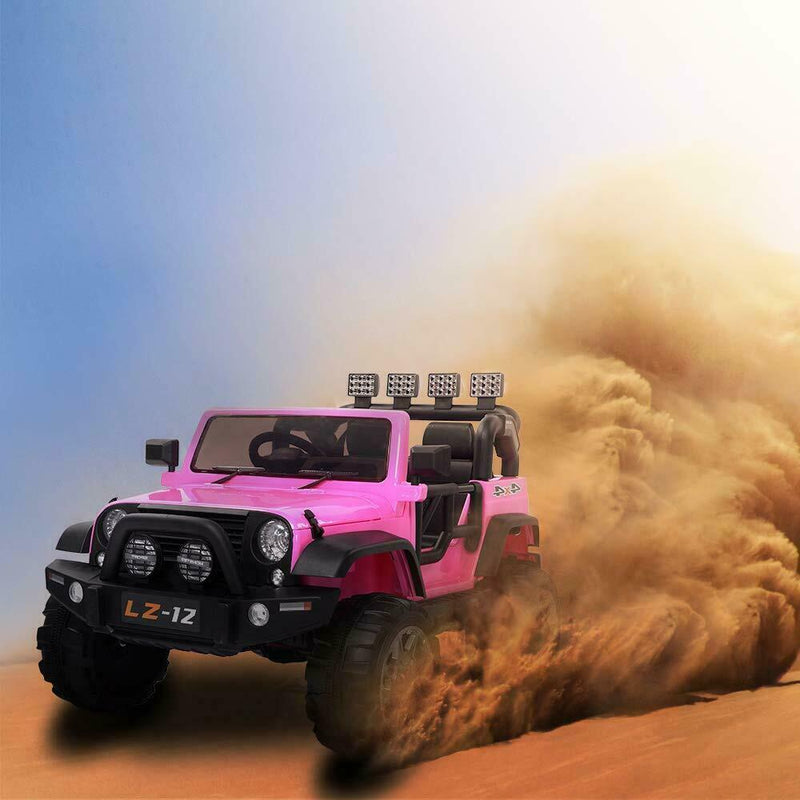 12V Pink Ride On Car for Kids with Music, Remote Control, and Wheels - Perfect Xmas Gift