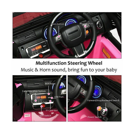 12V Pink Ride On Truck with Remote Control, MP3 Music, and LED Lights for Kids