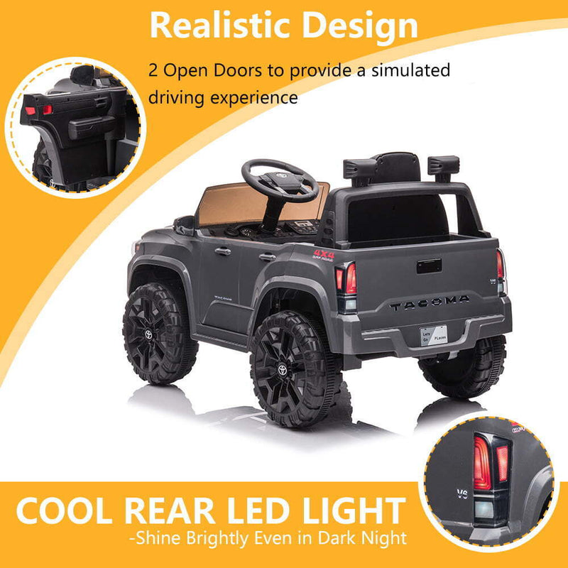 12V Powered Toyota Tacoma Ride on Car for Boys - Gray