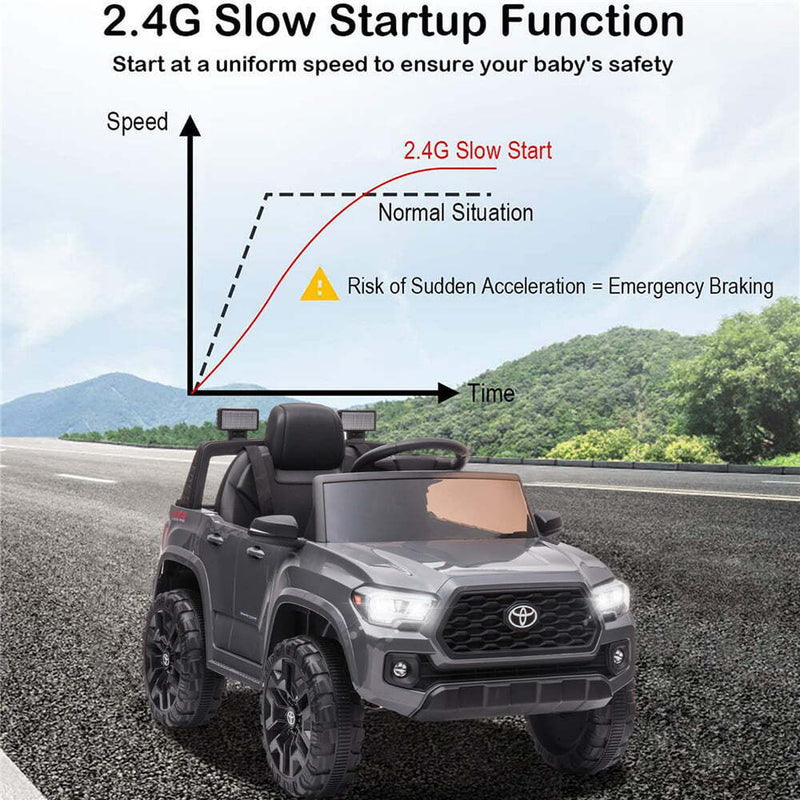 12V Powered Toyota Tacoma Ride on Car for Boys - Gray