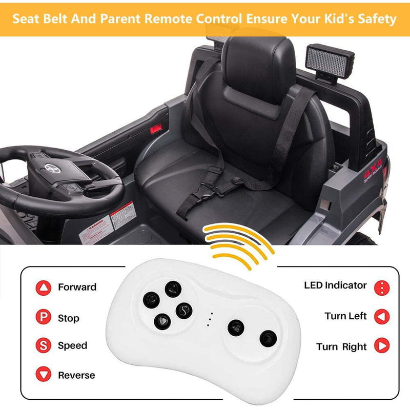 12V Powered Toyota Tacoma Ride on Car for Boys - Gray
