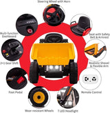 12V RC Excavator Ride-On Tractor with Music, Headlights, and Horn for Kids