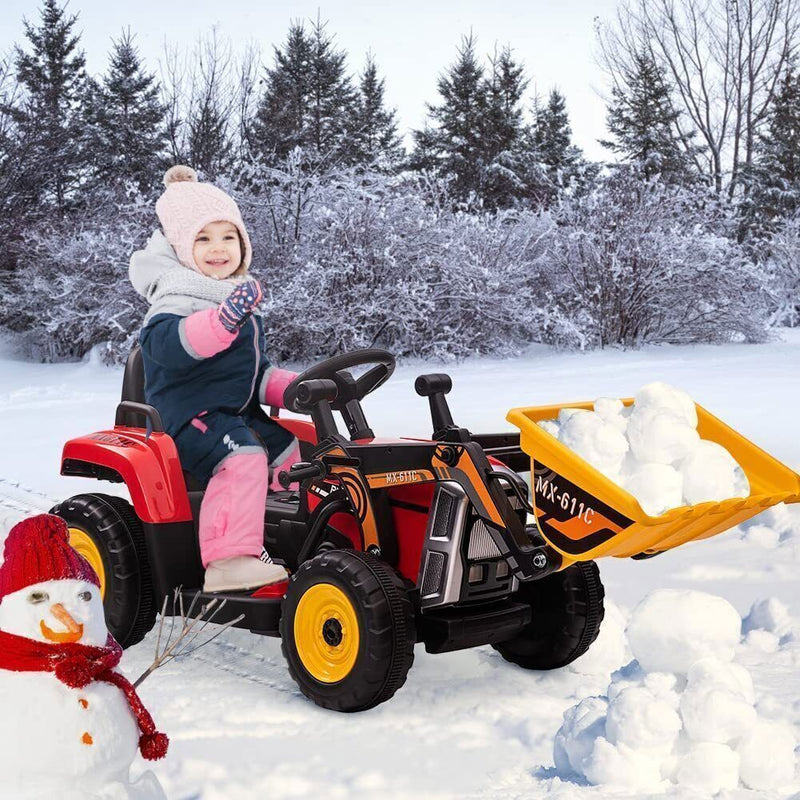 12V RC Excavator Ride-On Tractor with Music, Headlights, and Horn for Kids