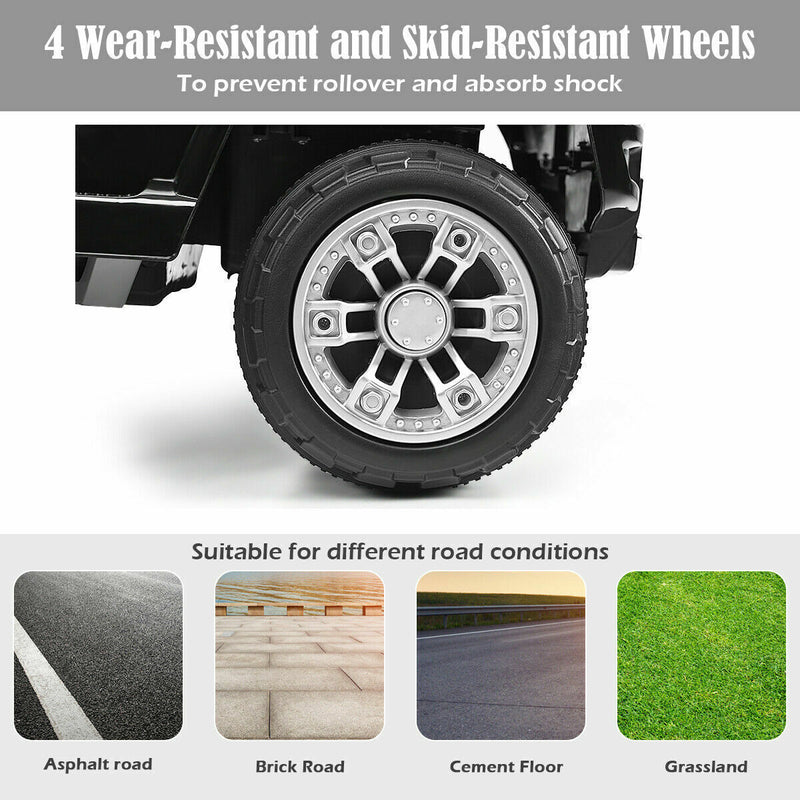 12V RC Remote Control Black Truck Car for Kids