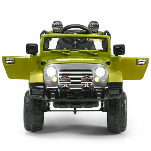 12V RC Remote Control Green Truck Car for Kids - Electric Ride On Toy