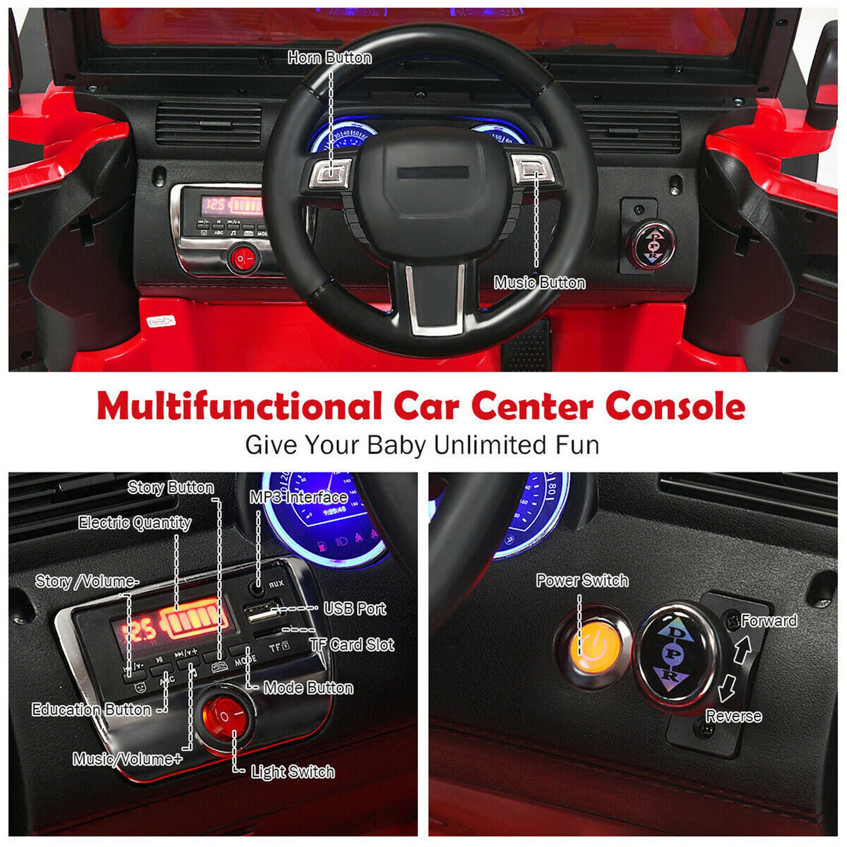 12V Red Truck Car for Kids with MP3 and Remote Control