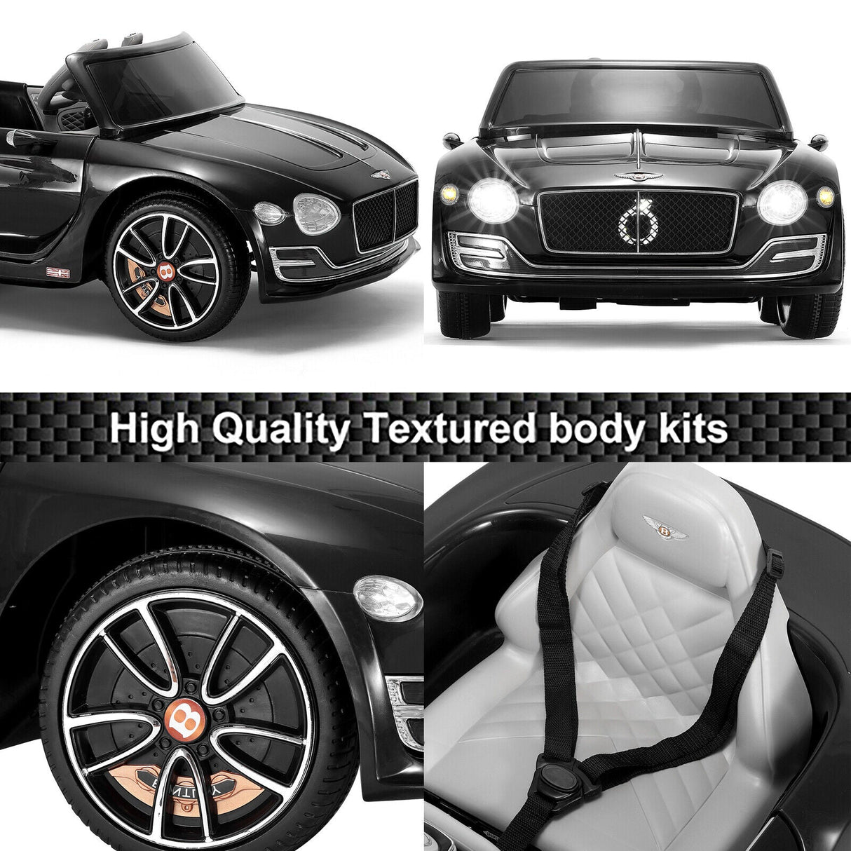 Licensed Bentley Style Electric Ride-On Car for Kids with Remote Control - 12V