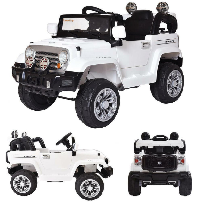 12V Remote Control Electric Truck Car for Kids - White