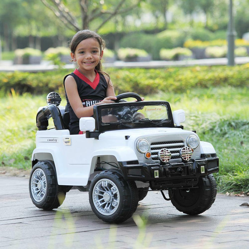 12V Remote Control Electric Truck Car for Kids - White