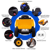12V Remote Control Excavator Ride-On Car for Kids with EVA Tires - Blue
