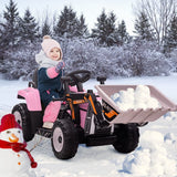 12V Remote Control Excavator Ride-On Car for Kids with EVA Tires - Pink
