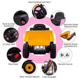 12V Remote Control Excavator Ride-On Car for Kids with EVA Tires - Pink