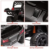 12V Ride On Car Truck Toy with LED Lights, Music, and Seat Belt - Perfect Xmas Gift for Kids with Remote Control