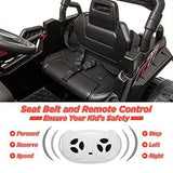 12V Ride On Car Truck Toy with LED Lights, Music, and Seat Belt - Perfect Xmas Gift for Kids with Remote Control