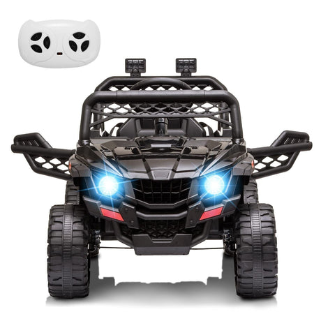 12V Ride On Car Truck Toy with LED Lights, Music, and Seat Belt - Perfect Xmas Gift for Kids with Remote Control