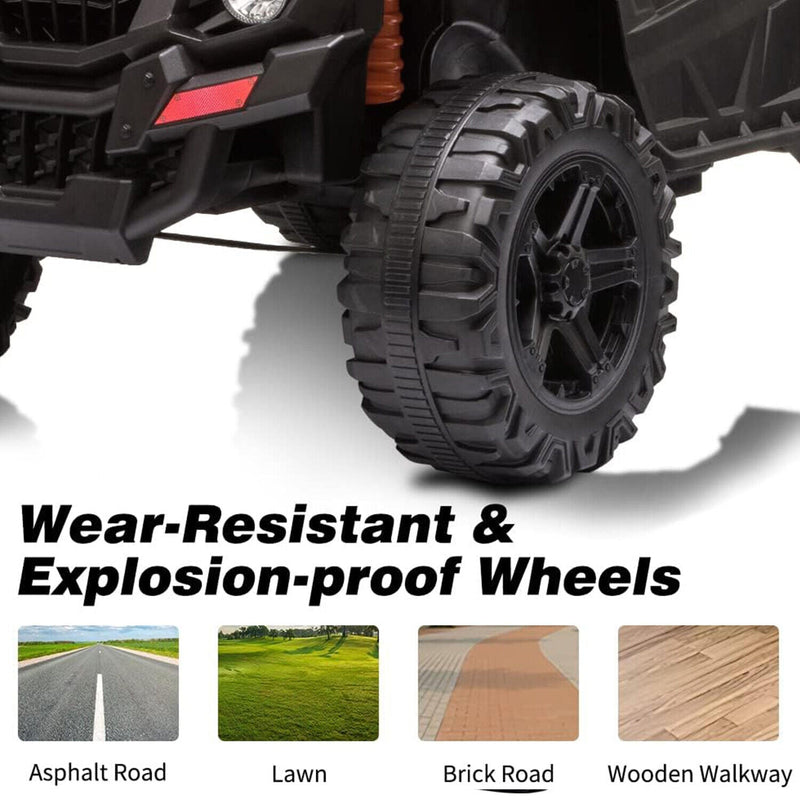 12V Ride-On Car Truck Toy with Remote Control, LED Lights, USB & AUX Ports, and Music Player