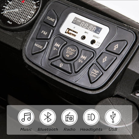 12V Ride-On Car Truck Toy with Remote Control, LED Lights, USB & AUX Ports, and Music Player