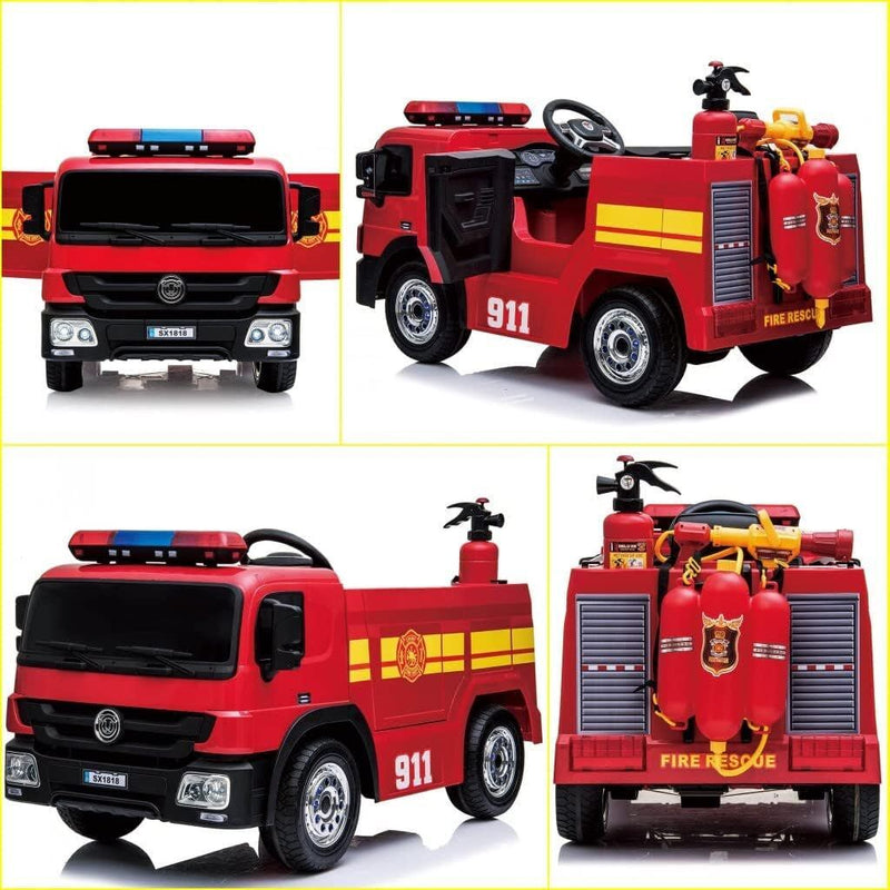 12V Ride-On Fire Truck Toy Car with Remote Control for Kids Ages 3-6
