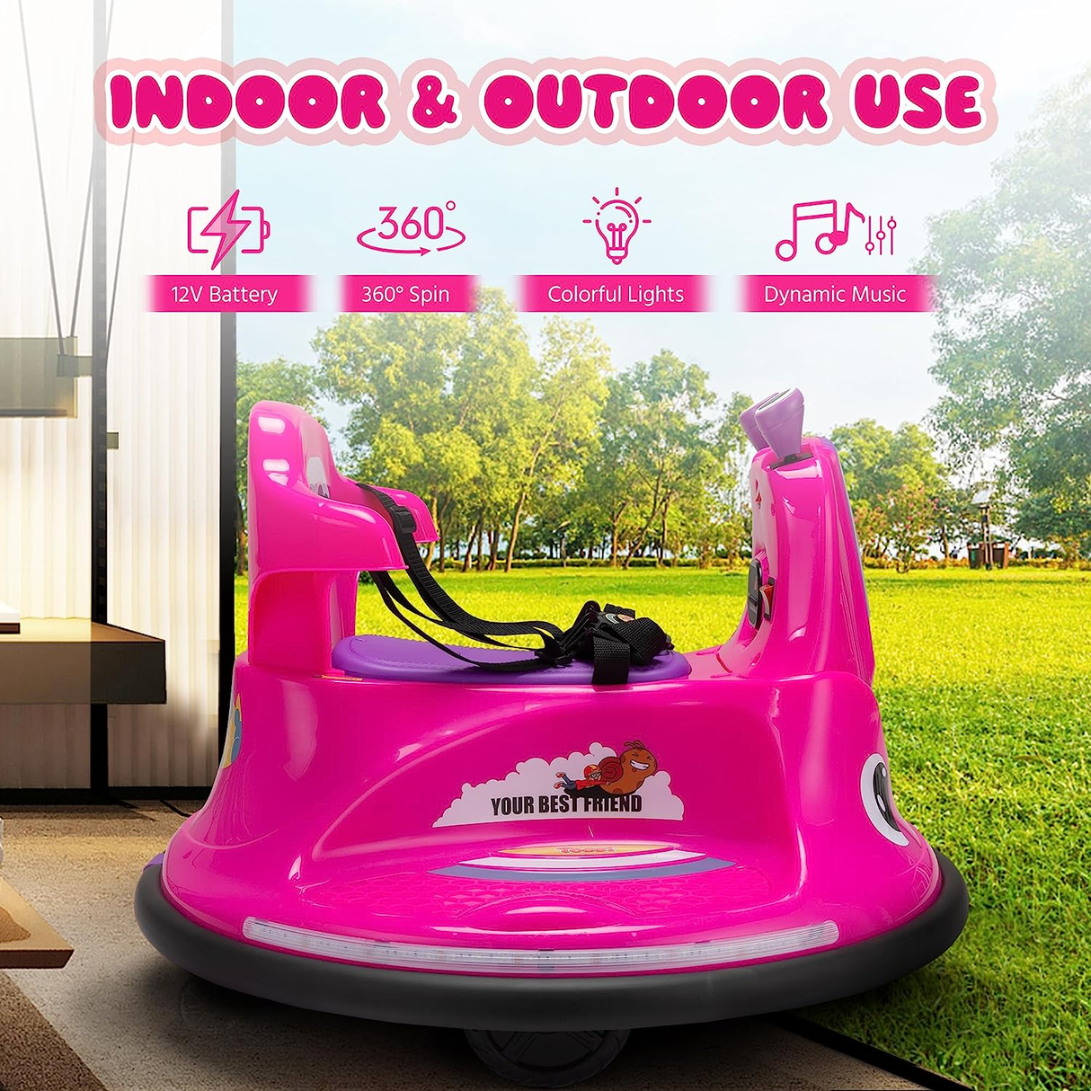 12V Snail Shaped Electric Ride-On Toy for Toddlers with Remote Control