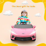 12V Sports Car for Kids with 2 Speeds, Parental Control, Sound Effects, and LED Lights