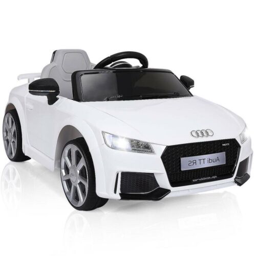 12V White Electric Ride-On Car for Kids with Remote Control and Music