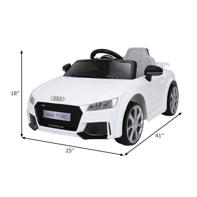12V White Electric Ride-On Car for Kids with Remote Control and Music
