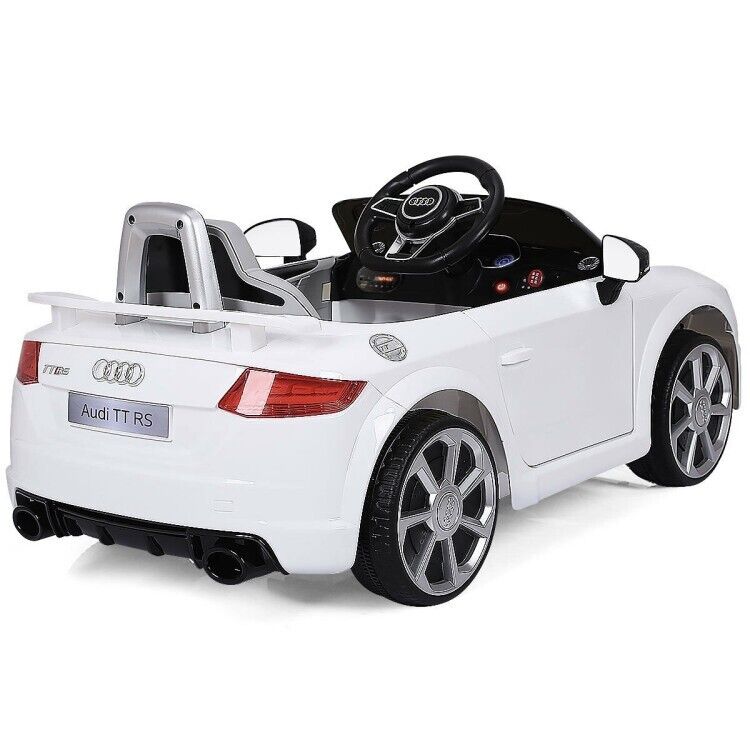 12V White Electric Ride-On Car for Kids with Remote Control and Music
