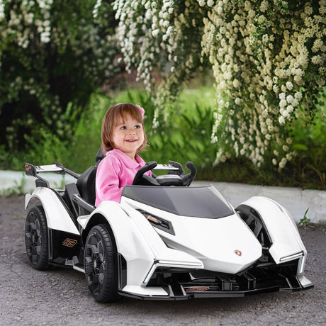 12V White Lamborghini GT Kids Ride-On Sports Car with Remote Control