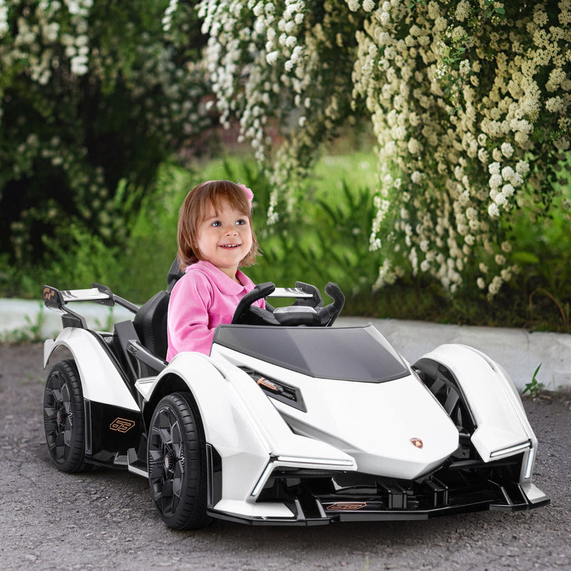 12V White Lamborghini GT Kids Ride-On Sports Car with Remote Control