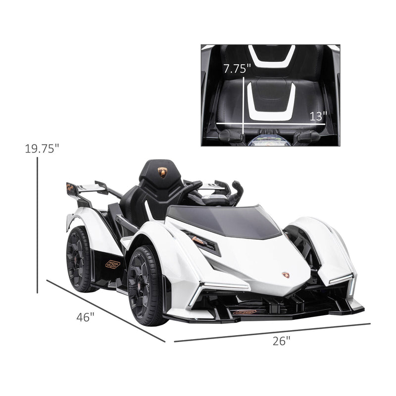 12V White Lamborghini GT Kids Ride-On Sports Car with Remote Control
