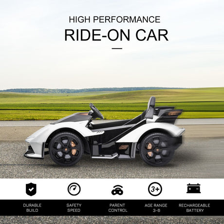 12V White Lamborghini GT Kids Ride-On Sports Car with Remote Control