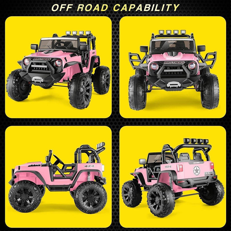 Adventure-Ready 24V&12V Kids Electric Jeep with Remote Control, 3 Speeds, and LED Lights