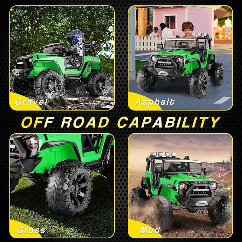 Kids Electric Ride On Jeep with Remote Control, 24V/12V, 3 Speeds, LED Lights