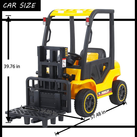 12V7A Electric Ride-on Car for Kids with Lifting Rod and Forklift Feature - Perfect Gift for Children