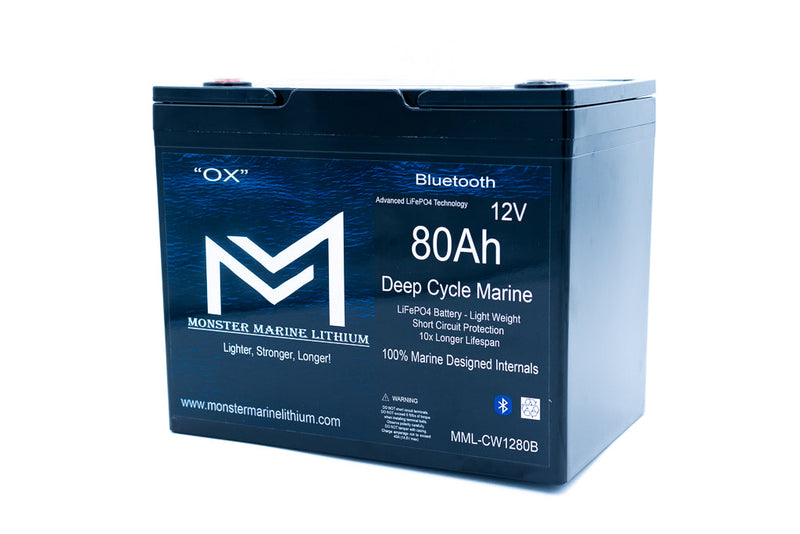 12v 80Ah Bluetooth Deep Cycle Lithium Marine Battery