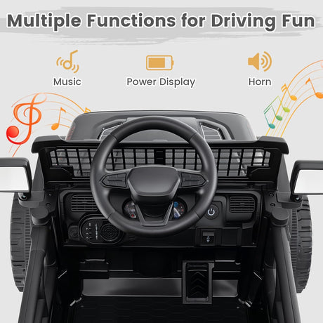 12V Electric Ride On Jeep Toy Car for Kids with Remote Control, USB, Bluetooth, and LED Lights MagicCars