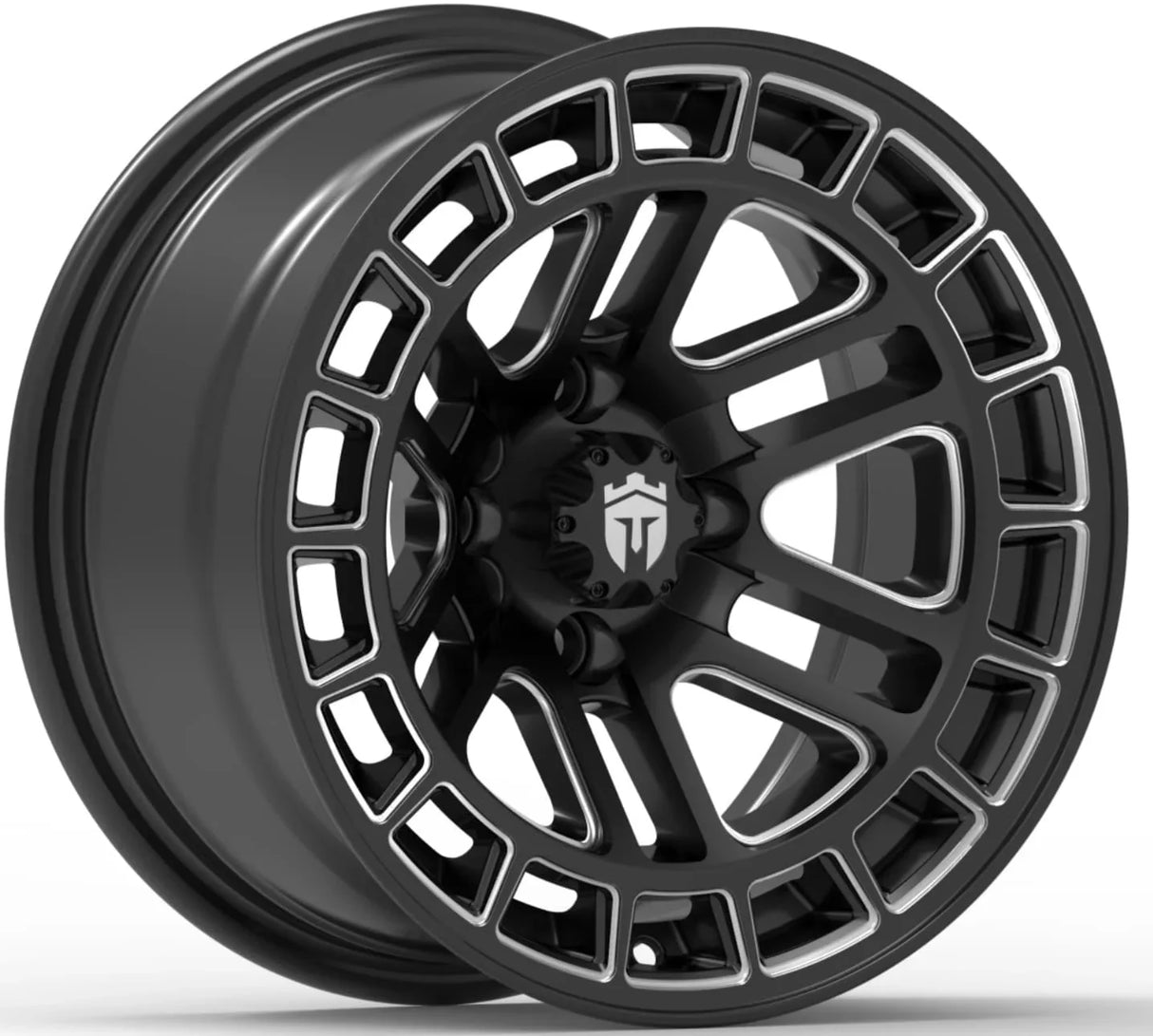 Empire® 14" Quest Q2 Gloss Black & Milled Edges Golf Cart Wheel