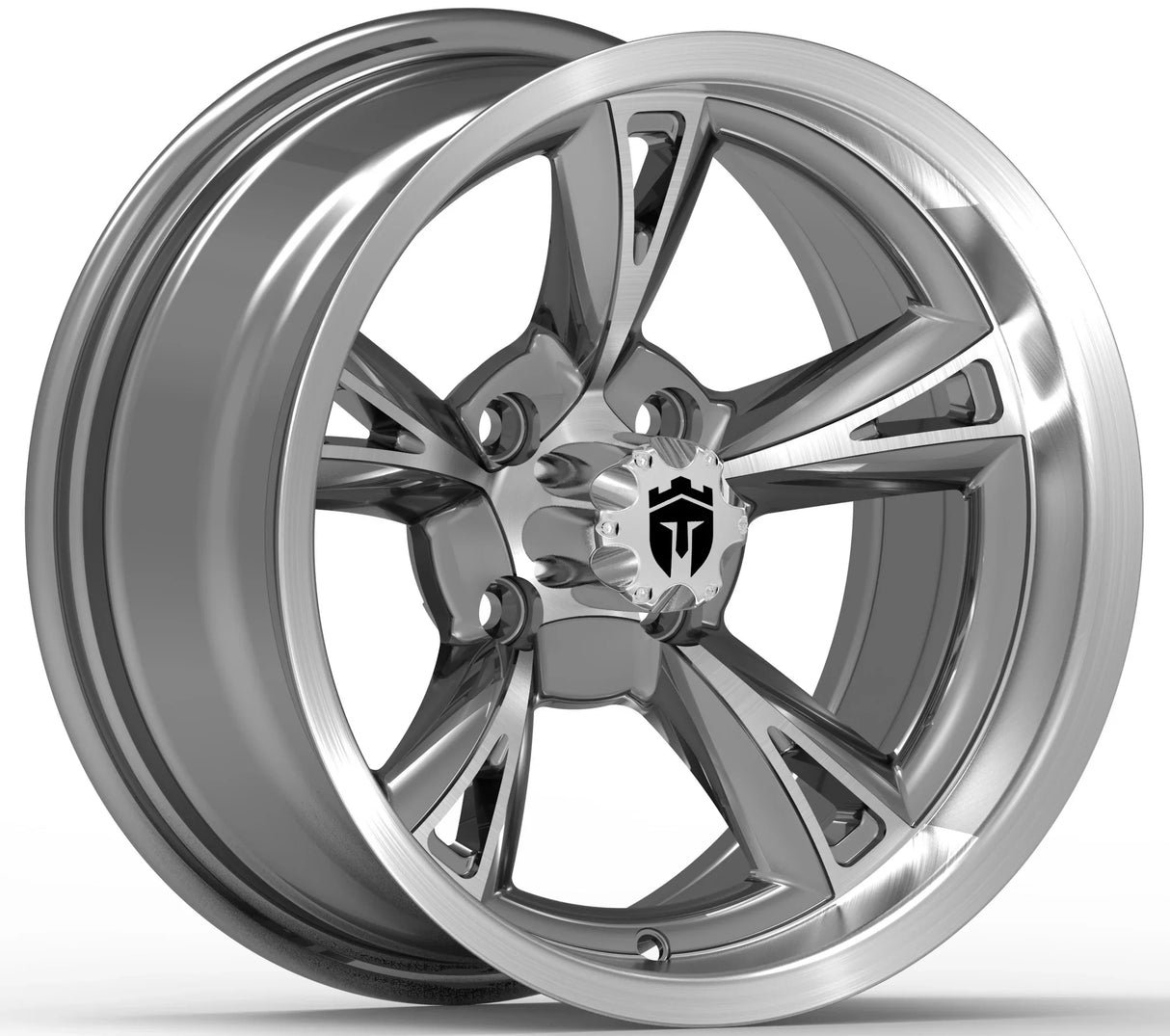 Empire® 14" Rodder RD4 Charcoal Machined Face Golf Cart Wheel