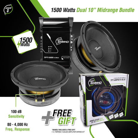 1500 Watts Dual 10" Midrange Bundle Timpano Audio