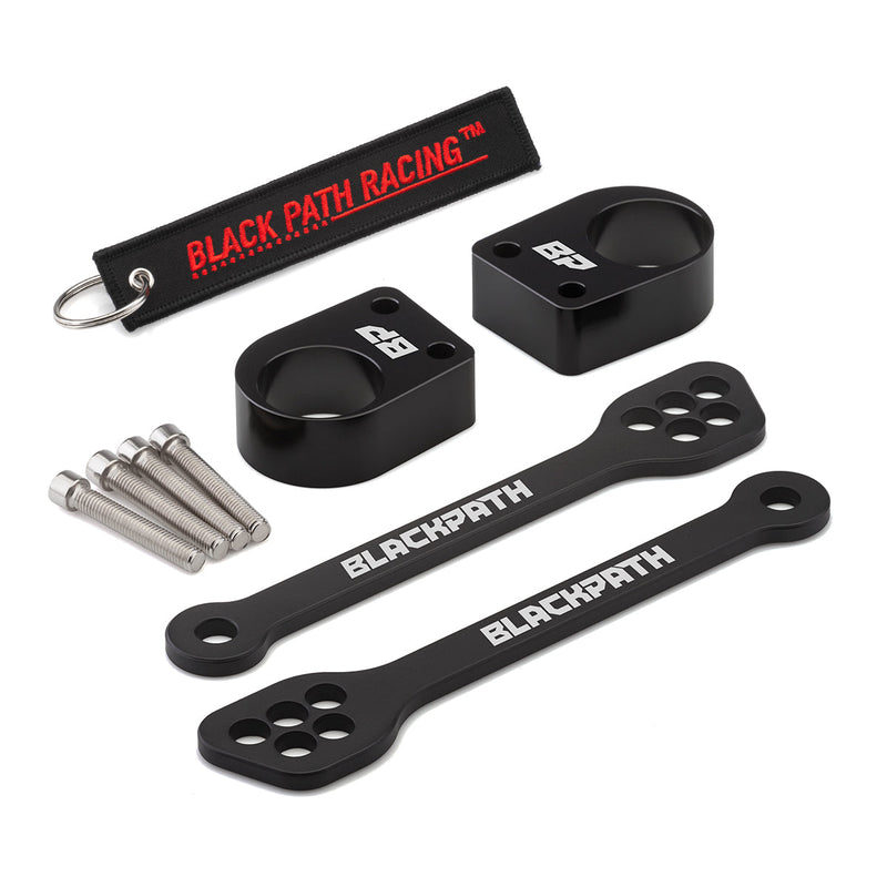 2008-2012 Kawasaki Ninja 250R Front+Rear Adjustable Lowering Links with Handlebar Risers