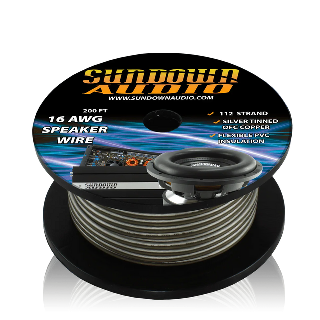 Sundown Audio 16 Gauge Silver/Black 200' Tinned OFC Oxygen Free Copper Speaker Wire Sundown Audio