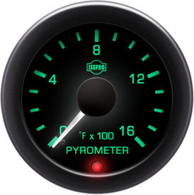 Isspro EV2 2 1/16' 0-1600 Pyrometer Gauge with Built-in Warning Light Isspro